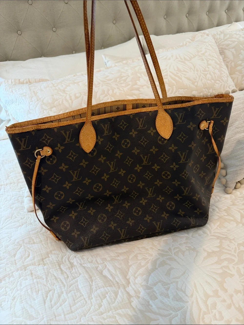 Louis Vuitton Brown Monogram Canvas Tote with Tan Trim - Picture 2 of 6
